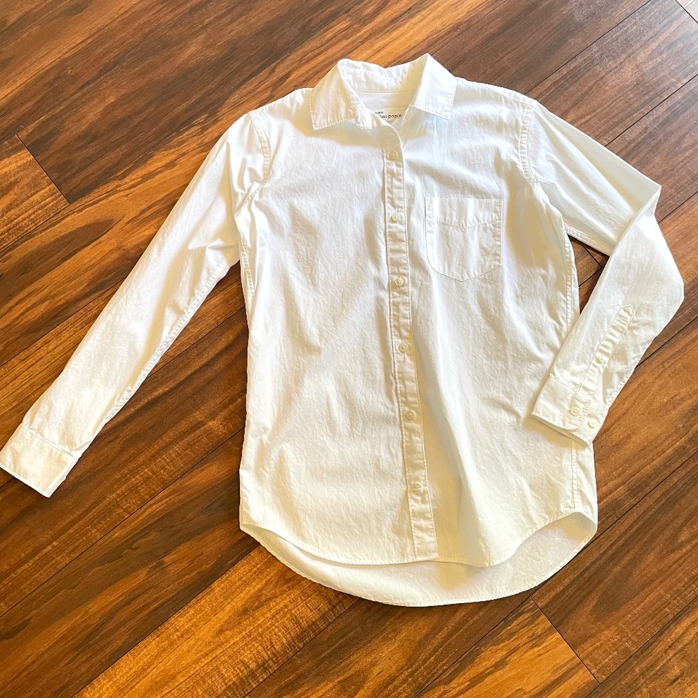 GRANA Italian Poplin Boyfriend Cotton Shirt XXS NWOT